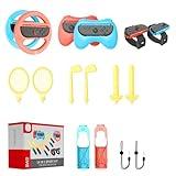 Sports Accessories Bundle for Switch 2(2025) 14 in 1 Sport Games Accessories Kit Family Pack with Tennis Rackets Golf Clubs Chambara Swords Wrist Band Controller Grips Steering Wheels for Joycon