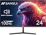 SANSUI 24 inch Monitor, IPS Display Computer Monitor with Built-in Speakers, 100Hz Monitor VESA Mount with HDMI Inputs, FHD Monitor for Home Office (ES-24x3A HDMI Cable Included)