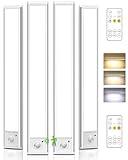 AMETHEUS 4-Pack Under Cabinet Lighting Wireless,LED Rechargeable Motion Sensor Light Indoor Battery Operated,3 Color Temps&Dimmable Closet Lights with Remote,Under Counter Lights for Kitchen Stairs