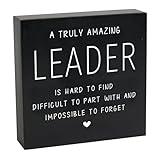 Leadership Gift Wooden Box Sign, Inspirational Positive Reminder Sign Office Desk Wall Decor, Inspirational Gifts for Leader Boss Coach Coworker Boss School Counselor, Office Decor