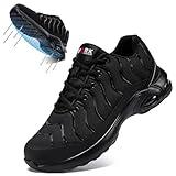 LARNMERN Steel Toe Shoes for Women Lightweight Puncture Proof Safety Toe Tennis Sneakers Breathable Slip Resistant Work Shoe Comfort(6.5,Dark,LSE31270)