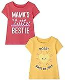 The Children's Place baby girls and Toddler Short Sleeve Graphic T- 2-pack T Shirt, Mama's Little Bestie/ Mommy Makes Me Smile, 12-18 Months US