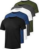 Kinglaman Mesh Workout Shirts for Men Dry Fit Gym Shirts Quick Dry Athletic Short Sleeve Sports T-Shirt Moisture Wicking 1 Black 1 Gray 1 White 1 Blue 1 Green XX-Large