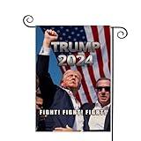 WENWELL Trump 2024 Fight Garden Flag,Donald Trump Shooting Makes Me Stronger Burlap Yard Sign,Save America Again House Flag,Trump 45 47 President Banners for Outdoor 12 x 18 Inch Double Sided