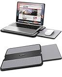 AboveTEK Portable Laptop Lap Desk w/ Retractable Left/Right Mouse Pad Tray, Non-Slip Heat Shield Tablet Notebook Computer Stand Table w/ Sturdy Stable Work Surface for Bed Sofa Couch or Travel