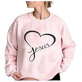 Long Sleeve Crew Neck Sweatshirt for Women 2025 Oversized Baggy Valentine's Day Printed Trendy Blouses Comfortable Lightweight Vacation Everyday Casual Pullover Tops