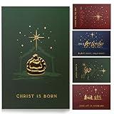 ZICOTO Beautiful Christmas Cards Set of 20 with Religious Designs - Incl. Bulk Envelopes, Matching Stickers And Storage Box - Perfect to Send Warm Holiday Wishes to Friends and Family