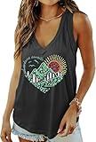 Qbily Summer Deep V-Neck Tank Tops for Women Casual Cute Sleeveless Adventure Awaits Outdoor Graphic Shirt(Adventure-Black,L)