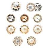 Quacc 10 PCS Women Shirt Brooch Buttons Blouse Modesty Pins Cover Up Brooch Lapel Pins Safety Button Prevent Accidental Exposure Decorative Pins for DIY Bag Cardigan Dress Clothes