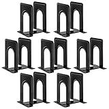 HappyHapi Book Ends, Book Ends Metal Bookends for Shelves,14 Pcs Book End to Hold Books Heavy Duty,Black Non-Skid Bookend,Book Holder Stopper for Shelf Office Home,6.5 x 5.7 x 4.9(7 Pairs, Large)