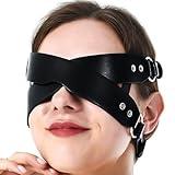 Nicute Leather Masquerade Mask Black Gothic Halloween Eye Mask Cosplay Party Mask Cover Eyes Costume Accessory (Black)
