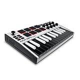 Akai Professional MPK Mini MK3 - 25 Key USB MIDI Keyboard Controller With 8 Backlit Drum Pads, 8 Knobs, Music Production Software and Native Instruments Sound Package (NKS Integration), White