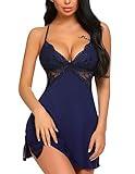 Avidlove Women Lingerie Lace Chemise Sleepwear Babydoll Teddy Lingerie for Women Naughty Blue