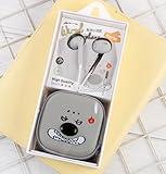 QearFun Funny Dog Earbuds for Kids, Wired Half in-Ear Headphones with Microphone, 3.5mm Jack, Cute Cartoon Wolf Bear Emoji Case for School Boys Girls Teens (Gray)