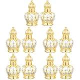 Housoutil 10 pcs Refillable Sample On Container,Vintage Perfume Bottles Middle Eastern Style Glass Roll on Bottles for Essential oils，10ml