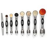 Magnetic Measuring Spoons Set with Leveler, Stackable Stainless Steel Tablespoons for Baking, Fits in Spice Jars