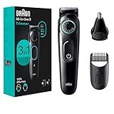 Braun All-In-One Style Kit Series 3 3430, 3-in-1 Trimmer for Men with Beard Trimmer, Ear & Nose Trimmer, Hair Clippers, Ultra-Sharp Blade, 20 Length Settings, Washable