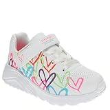 Skechers Girls UNO LITE Sneaker, White/Mint, 8 Toddler