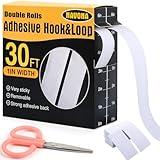 Navona 30Ft x 1 Inch Hook and Loop Strips with Adhesive – 2 Rolls Heavy Duty Hook and Loop Tape with Backing for Home, Office, School, and Crafting Projects, White