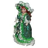 JWQFBC 16-inch Porcelain Doll with Stylish Stand for Display, Green, as described