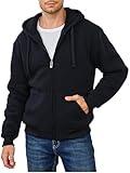 Hoodies for Men Full Zip Up Fleece Warm Thick Jackets Heavyweight Sherpa Lined Coat Black 3XL