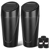 Kincown Car Trash Can, 2 Packs Mini Car Trash Bin with Lid, Leakproof Cup Holder Car Garbage Can with 60 Trash Bags, Vehicle Front Back Seat Organizers and Storage for Car, Home, Office