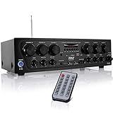 Pyle Wireless Bluetooth Home Audio Amplifier System-Upgraded 6 Channel 750 Watt Sound Power Stereo Receiver w/USB, Micro SD, Headphone,2 Microphone Input w/Echo, Talkover for PA - PTA62BT.5