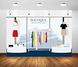 Loccor 7x5ft Fabric Cartoon Clothing Store Backdrop Ladies Boutique Shopping Mall Window Dress Handbag Photography Background for Sweet Girl Lady Birthday Party Decorations Photo Studio Props