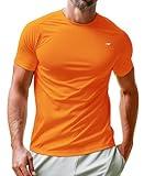 Mens Performance T-Shirts Short Sleeve Athletic Fit Tee Shirt Moisture Wicking Quick Dry Gym Tshirts Running Active Wear(Orange,S)