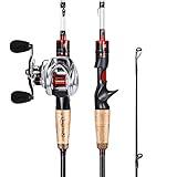 Sougayilang Fishing Rod and Reel Combo, Baitcasting Combo, 30-Ton Carbon Blank Rods, Cork and EVA Handle-5.9ft with Left Handle Reel