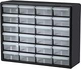 Akro-Mils 10124 24-Drawer Plastic Drawer Storage Cabinet for Garage Organization, Bead Organizer, Lego Storage, Teacher Toolbox, Makeup Organizer, and More, 20-Inch W x 6-Inch D x 16-Inch H, Black