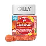 OLLY Probiotic + Prebiotic Gummy, Digestive Support and Gut Health, 500 Million CFUs, Fiber, Adult Chewable Supplement for Men and Women, Peach, 30 Day Supply - 30 Count