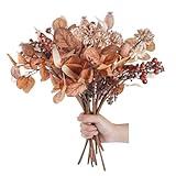 BINFEN 9Pcs Faux Fall Winter Eucalyptus Leaves Stems Floral Arrangements for Vases - 16" Autumn Foliage Flowers Artificial for Decoration - Thanksgiving Harvest Picks Branches Fall Decor