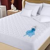 Utopia Bedding Quilted Fitted Waterproof Queen Mattress Protector, Mattress Pad Stretches up to 16 Inches Deep, Elastic Fitted Mattress Cover Mattress Topper (White)