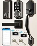 Veise VE06-H Smart Front Door Lock Set, App Control, Keyless Entry Deadbolt with Lever Handle, Electronic Digital Touchscreen Keypad, Auto Lock, Easy Install, Matte Black