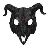 Black Goat Head Skull Mask Ram Horns Animal Skull Costume Mask Horror Demon Devil Evil Mask Cosplay Halloween Mardi Gras Full Face Mask Creepy Party Decoration Prop