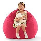 HABUTWAY 2.5FT Bean Bag Chair, 2.5' Beanbags Small Bean Bag Chairs with Filling, Teardrop Bean Bag Chair Luxurious Velvet Ultra Soft Fur with Removable Cover for Kids Adults Teens (Hot Pink)
