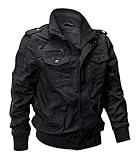 EKLENTSON Jacket Winter For Men Military Jacket Bomber Jacket Lightweight Windproof Windbreaker Black L