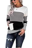 GOLDKF Women Long Sleeve Tops Teen Girl Clothes Fall Fashion for Women 2023 Oversized t Shirts for Women Sets for Women Clothing Juniors Tops Comfort Colors Tshirt Grey Shirts for Women X-Large