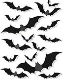 120 Pcs Halloween Decorations 3D Bats Decor, 4 Sizes Scary Halloween Decor Indoor Bat Stickers Decorations for Bedroom Bathroom Door Wall Party Decoration