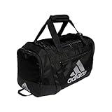 adidas Unisex Adult Defender 4.0 Duffel, Durable Athletic Sports Gym Travel Bag for Men and Women, Black/Silver Metallic, Small (38 L)