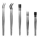 Entomology Forceps Set by MMOBIEL [5 Pcs] – Stainless Steel Precision Instruments with Rubber Tip Forceps Tweezers for Entomology, Insect/Bug/Butterfly Pinning, Dissecting, Taxidermy and Delicate Work
