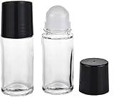 Juroicessry 2Pcs Black 30ML Clear Empty Glass Essential Oil Roller Bottles Vials Containers Refillable Roll-on Bottle,Refillable Cosmetic Containers Refillable,Roller Bottles,Tools and Accessories