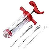 Meat Injector, Plastic Marinade Turkey Injector with 1-oz Capacity 2pcs stainless steel needles by DIMESHY