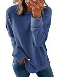 Dokotoo Womens Casual Plus Size Long Sleeve Crewneck Sweatshirt for Women Comfy Loose Fit Solid Basic Pullover Tunic Tee Shirts Tops Sweatshirts for Teen Girls 2024 Fashion Fall Sail Blue XXLarge