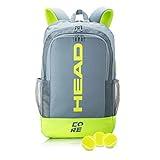 HEAD Core Tennis Backpack - 2 Racquet Carrying Bag w/Padded Shoulder Straps / Grey/Yellow / Large