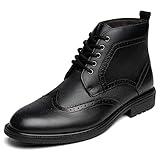 Arkbird Men's Oxford Dress Boots Wingtip Cap Toe Leather Ankle Chelsea Chukka Boots Mid-Top Business Shoes for Men Black Size 13