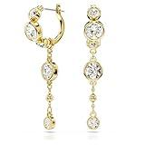 Swarovski Imber Drop Earrings, Mini Hoop Design with Clear Round-Cut Crystals in Gold-Tone Finished Puffy Bezel Settings, Part of the Swarovski Imber Collection