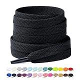 Stepace [2 Pairs Flat Shoe Laces for Sneakers 5/16" Width 30"-72" Length 26 Color Shoelaces Black 45"(114 cm)