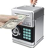 Cargooy Mini ATM Piggy Bank ATM Machine Best Gift for Kids,Electronic Code Piggy Bank Money Counter Safe Box Coin Bank for Boys Girls Password Lock Case (Silver)